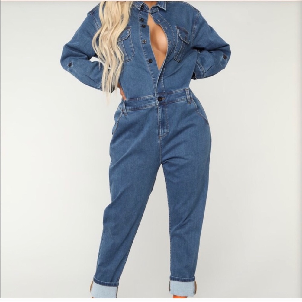 Denim utility jumpsuit